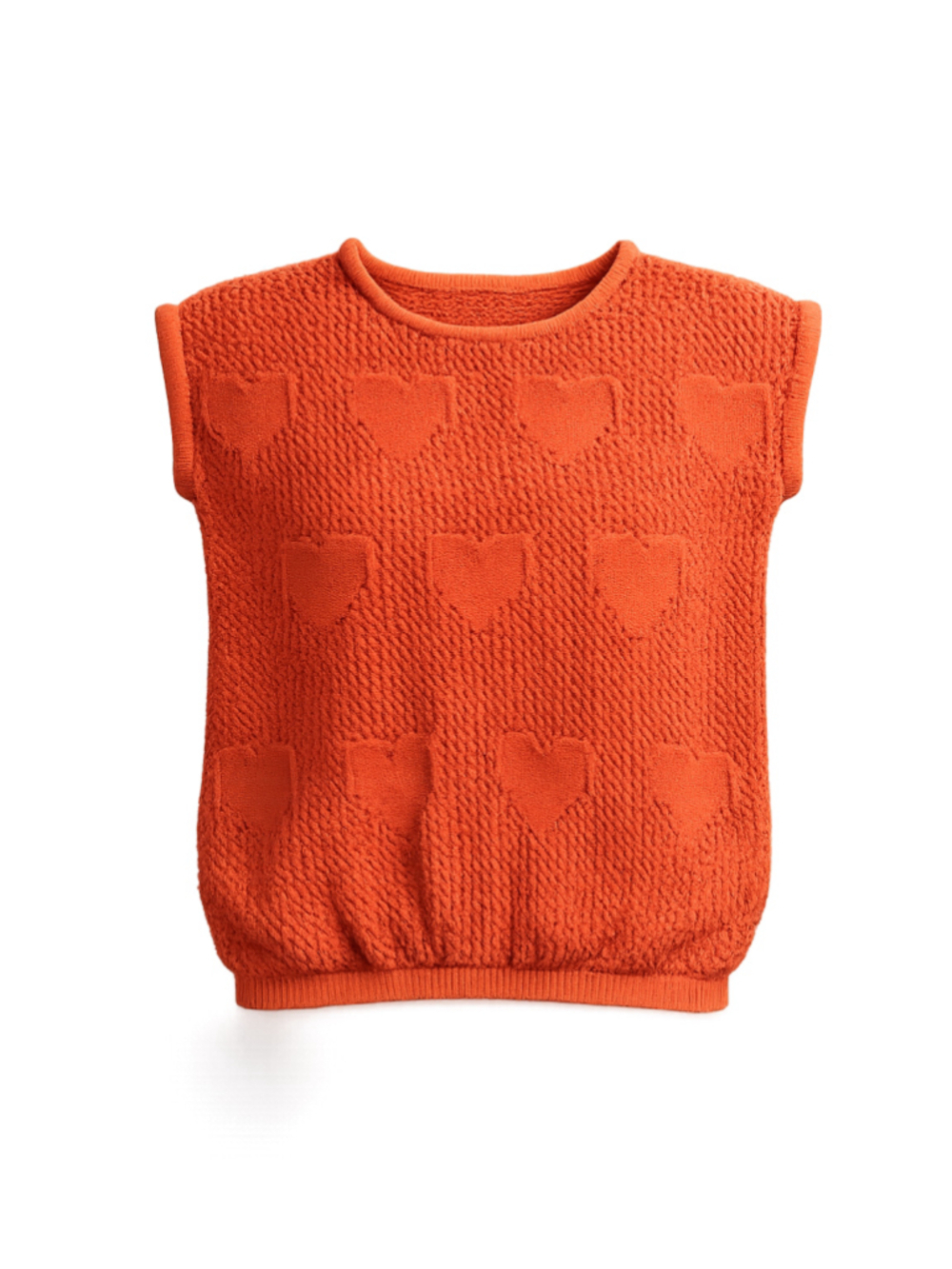 Women's Design History Orange Heart Pattern Knit Sweater Vest Size L
286